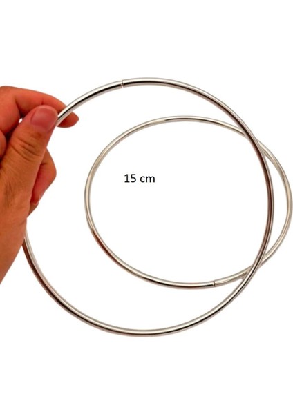 Çanta Aksesuar 15 cm Yuvarlak Metal Çanta Sapı Gümüş renk