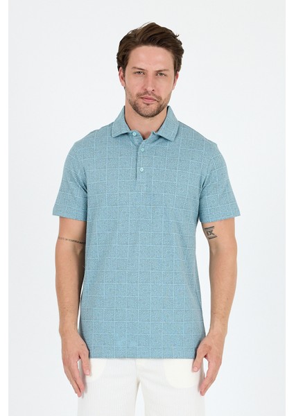 Erkek Polo Yaka Desenli T-Shirt – %95 Pamuk %5 Elastan – Şık, Esnek ve Rahat Kısa Kollu Tişört 0034
