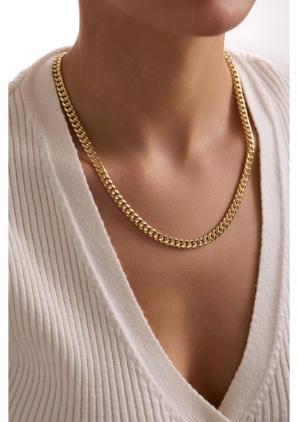 14 Ayar Flat Düz Gurmet Altın Zincir Kolye (6.50 Mm)