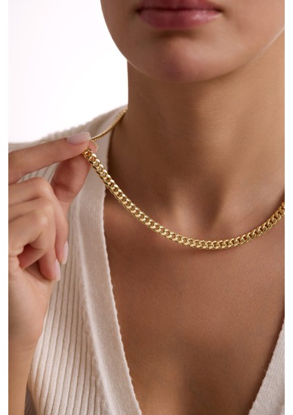 14 Ayar Flat Düz Gurmet Altın Zincir Kolye (6.50 Mm) modelleri