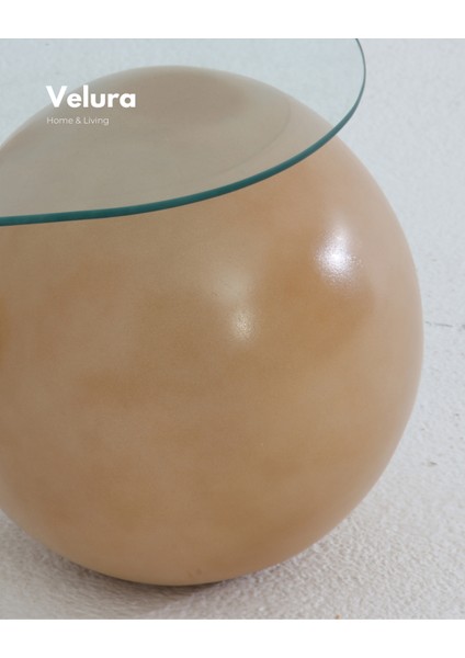 Modern Orta Sehpa & Top Sehpa Cam Sehpa & Küre Orta Sehpa - Açık Ceviz Top - Üçgen - Şeffaf Cam indirimleri