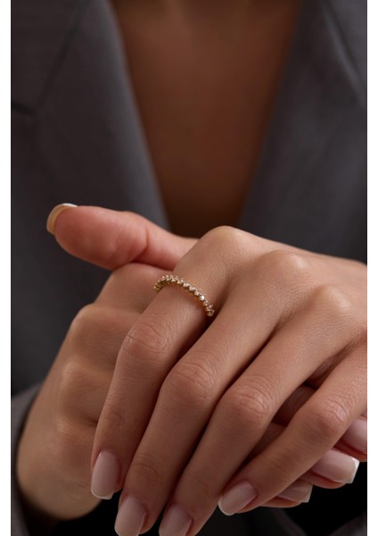 14 Ayar Taşlı Yarımtur Altın Yüzük fırsatları