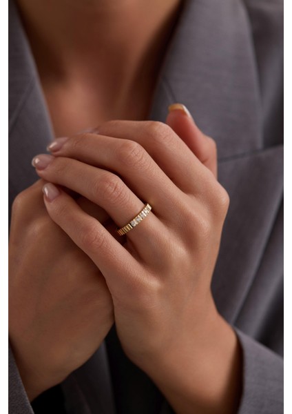 14 Ayar Taşlı Alyans Altın Yüzük