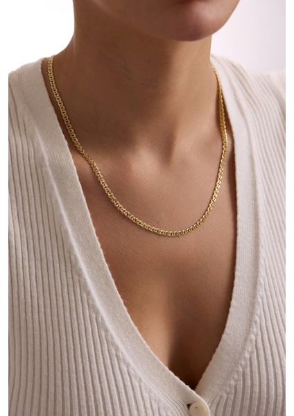 14 Ayar Yassı Halkalı Nonna Altın Zincir Kolye (4.50 Mm)