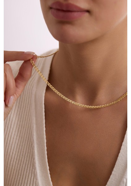 14 Ayar Yassı Halkalı Nonna Altın Zincir Kolye (4.50 Mm) modelleri