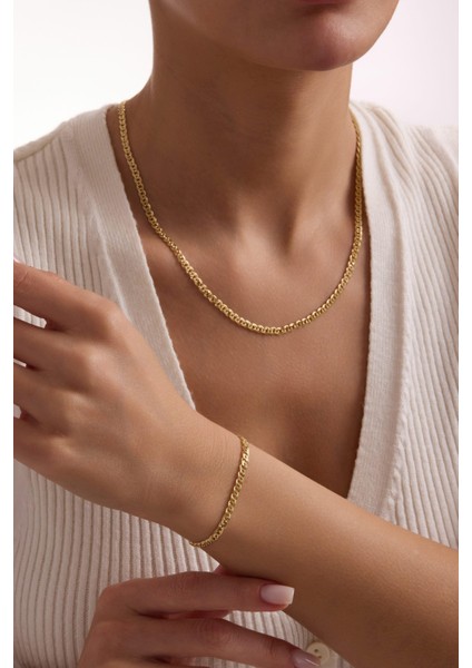 14 Ayar Yassı Halkalı Nonna Altın Zincir Kolye (4.50 Mm) fırsatları