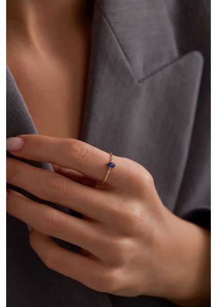 14 Ayar Mavi̇ Taşlı Sarmal Altın Yüzük fiyatları