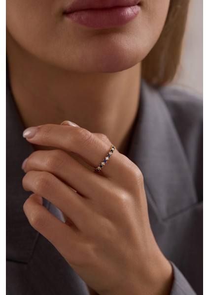 14 Ayar Taşlı Yarımtur Altın Yüzük fiyatları