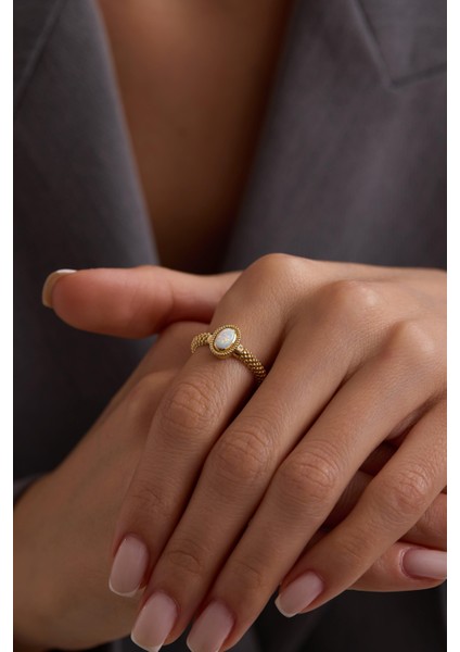 14 Ayar Opal Taşlı Altın Yüzük modelleri