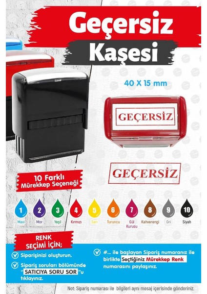 Çerçeveli Geçersiz Kaşesi 10 Renk Mürekkep Seçeneği -T1432