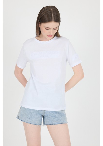 Beyaz Kabartma Yazılı Relaxed Fit Tişört 25209 fiyatları