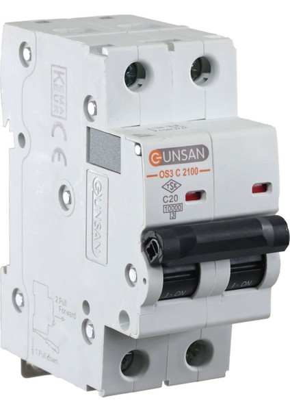 Valta Otomatik Sigorta 2 Kutup 10kA C Tip 20A