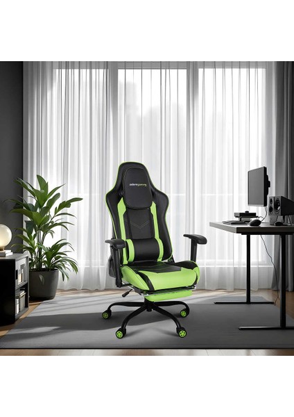 Adore Gaming Combo Profesyonel Oyuncu ve Çalışma Koltuğu-Siyah-Yeşil 71X130-139,5X58 cm (Gxyxd)