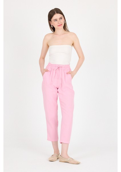 Pembe Müslin %100 Pamuk Beli Lastikli Pantolon 8055A fiyatları