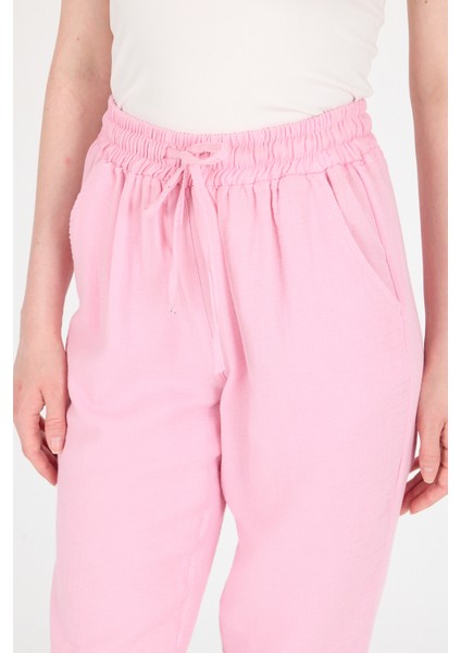 Pembe Müslin %100 Pamuk Beli Lastikli Pantolon 8055A fırsatları