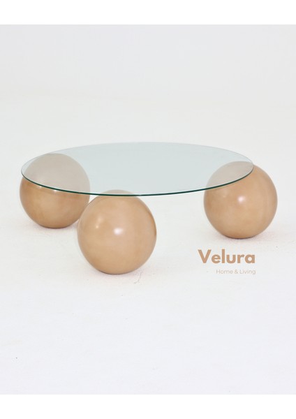 Modern Orta Sehpa & Top Sehpa Cam Sehpa & Küre Orta Sehpa - Açık Ceviz Top - Yuvarlak - Şeffaf Cam modelleri