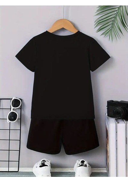 Fermuar Ayı Basklı Şort/t-Shirt Alt-Üst Yazlık Çocuk Takım