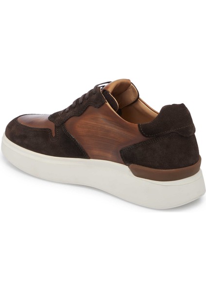 Kahve Hakiki Deri Erkek Sneaker - E24I1AY56724-B85 fiyatları