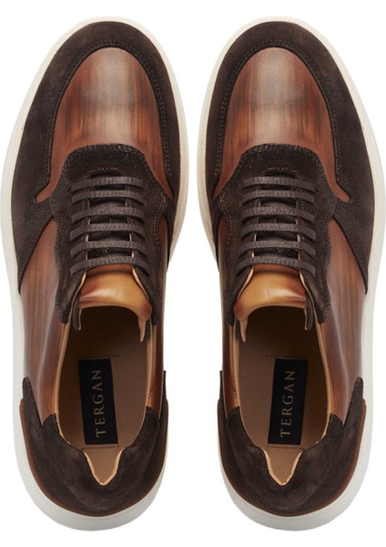 Kahve Hakiki Deri Erkek Sneaker - E24I1AY56724-B85 indirimleri