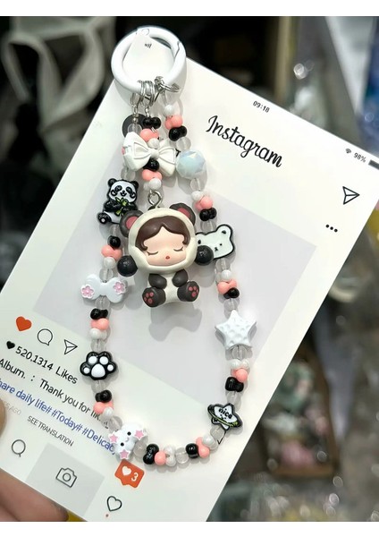 Pop Bean Diy Crybaby Skullpanda Zsiga Pijama Partisi Sevimli Fasulye El Yapımı Boncuklu Telefon Zinciri Boncuk Key Poşet Çantası Kolye Hediye: Molly/malzeme: Diğer (Yurt Dışından)