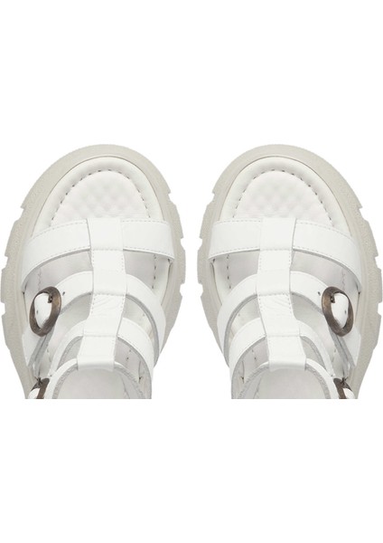 Beyaz Hakiki Deri Kadın Sandalet - K24Y1SN67165-A26