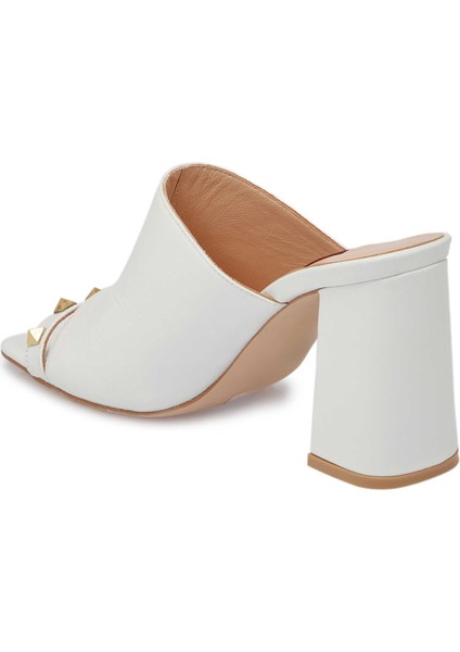 Beyaz Hakiki Deri Kadın Terlik - K24Y1TR67254-A26 fiyatları
