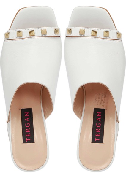 Beyaz Hakiki Deri Kadın Terlik - K24Y1TR67254-A26 indirimleri