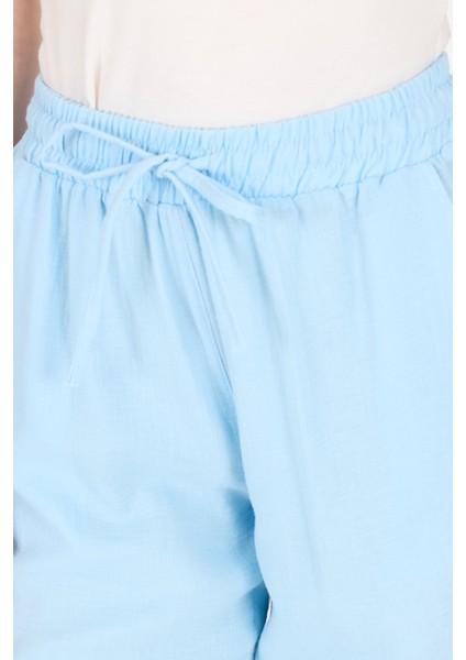 Bebe Mavi Müslin %100 Pamuk Beli Lastikli Pantolon 8055A fırsatları