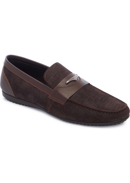 Kahve Hakiki Süet Deri Erkek Loafer - E25I1AY57158-T3M