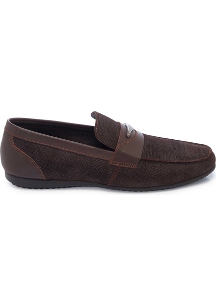 Kahve Hakiki Süet Deri Erkek Loafer - E25I1AY57158-T3M