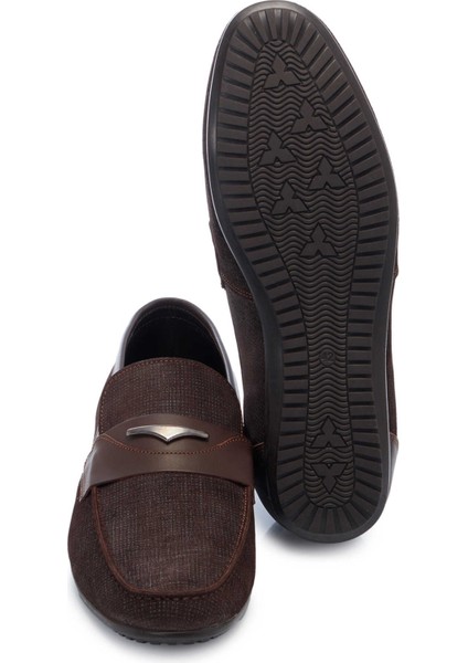 Kahve Hakiki Süet Deri Erkek Loafer - E25I1AY57158-T3M