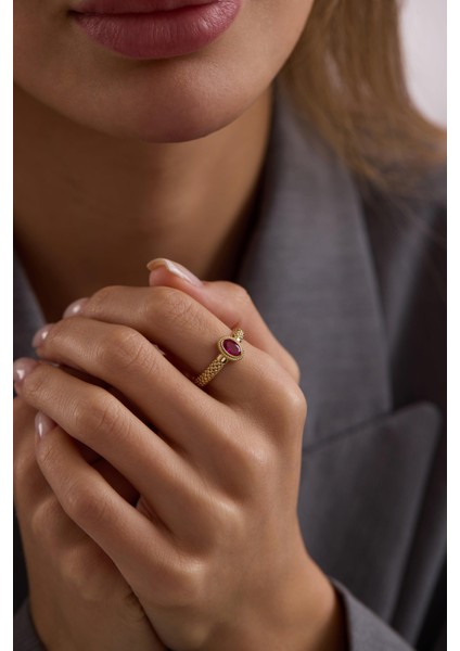 14 Ayar Mor Taşlı Altın Yüzük fiyatları