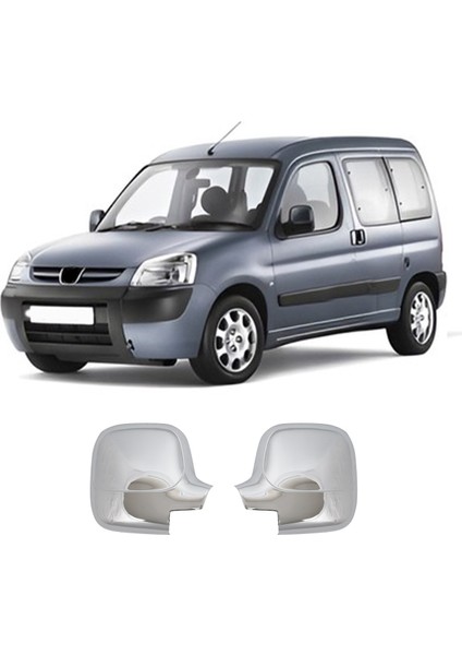 Peugeot Partner Uyumlu 1996-2008 Ayna Kapağı 2 Parça Abs Krom Kaplama