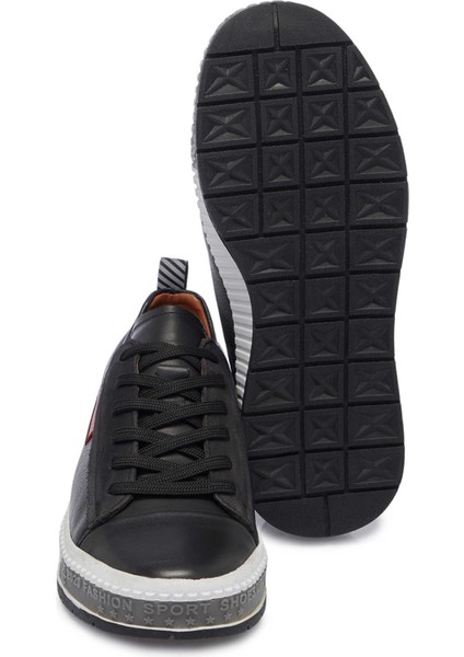 Siyah Hakiki Deri Erkek Sneaker - E25I1AY57183-F49