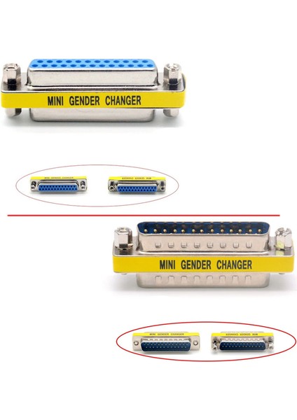 25 Pin Lpt Paralel Port Dişi Dişi - Erkek Erkek Çecirici 2'li Set