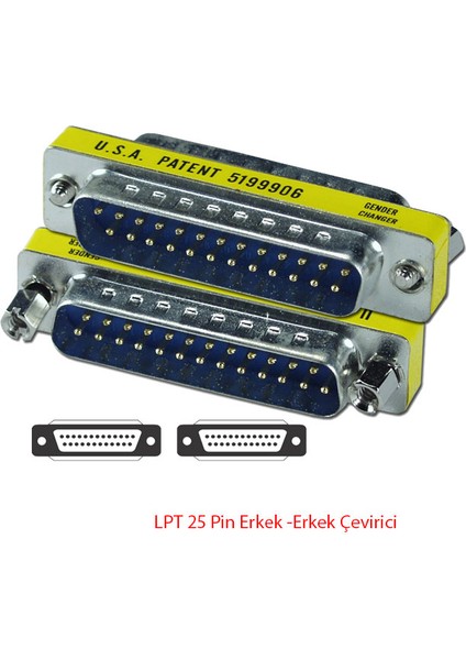 25 Pin Lpt Paralel Port Dişi Dişi - Erkek Erkek Çecirici 2'li Set