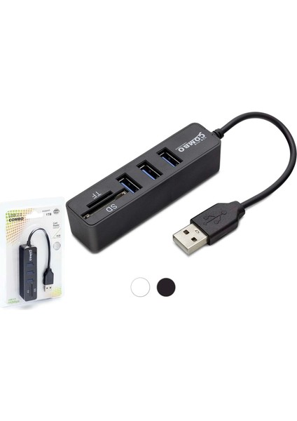 USB Hub Combo 3*usb + Sd + Tf Siyah HDX7009