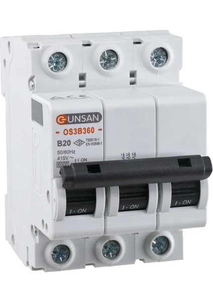 Valta Otomatik Sigorta 3 Kutup 6kA B Tip 20A