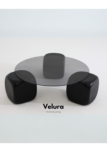 Modern Orta Sehpa & Top Sehpa Cam Sehpa & Küre Orta Sehpa - Siyah Zar - Yuvarlak - Füme Cam fiyatları