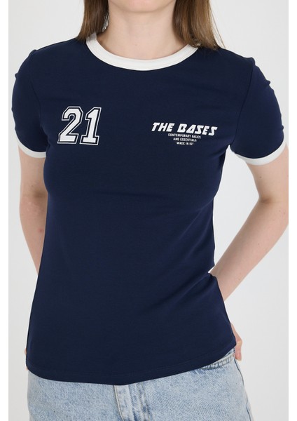 Laci Ribanalı Yazı Baskılı Slim Fit Tişört 5981 fırsatları