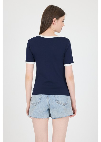 Laci Ribanalı Yazı Baskılı Slim Fit Tişört 5981 indirimleri