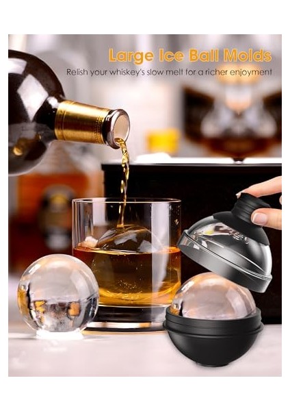 Büyük Silikon Için Buz Küpü Tepsisi - 4'lü Set, 2'li Huni Kapak ile - Kokteyller Bourbon Için 6 cm Yuvarlak Buz Küpü Kalıpları - Kolay Çıkarma - Mükemmel Yuvarlak (Yurt Dışından) fiyatları