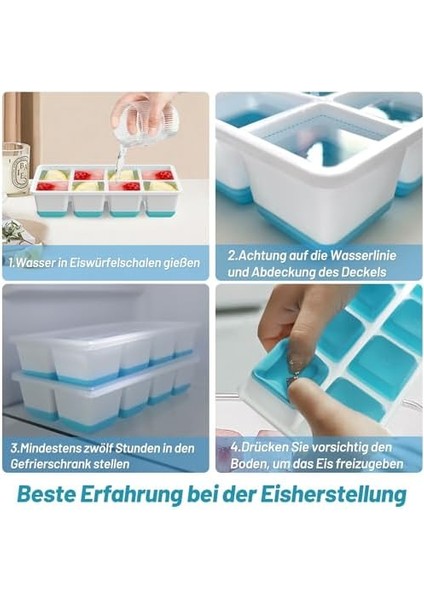 Kapaklı Buz Küpü Kabı, Büyük, 3 Adet, 24 Buz Küpü, Silikon, Esnek, Bpa Içermez, Tekrar Kullanılabilir Buz Küpü Kalıpları, , Kokteyller, Içecekler, Buz Küpü Tepsisi Yeşil (Yurt Dışından) fırsatları