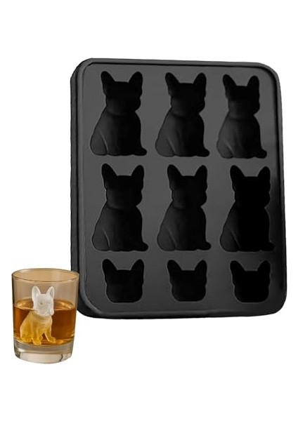 Fransız Bulldog Buz Küpü Kalıpları - 3D Fransız Bulldog Silikon Kalıpları | 9-Gözlüklü Gıda Sınıfı Silikon Buz Bloğu Tepsisi | Tekrar Kullanılabilir Hayvan Şekilli Buz Küpü Tepsisi (Yurt Dışından) modelleri