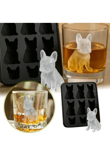 Fransız Bulldog Buz Küpü Kalıpları - 3D Fransız Bulldog Silikon Kalıpları | 9-Gözlüklü Gıda Sınıfı Silikon Buz Bloğu Tepsisi | Tekrar Kullanılabilir Hayvan Şekilli Buz Küpü Tepsisi (Yurt Dışından) fırsatları
