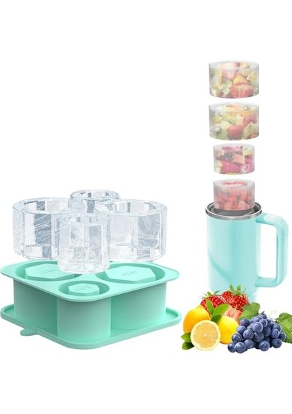 Kupası Için Buz Küpü Kalıbı, 4 Boyutlu Silikon Buz Küpü Tepsisi 20-30-40OZ Bardak, Kapaklı Dondurucu Için Içi Boş Silindir Buz Tepsileri, , Kokteyl, Kahve, Meyve Suyu Için K (Yurt Dışından)