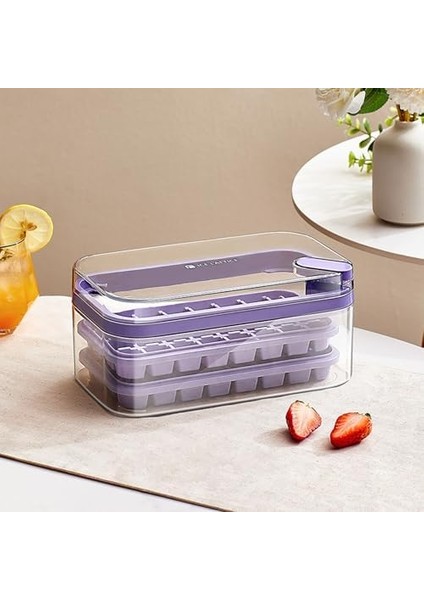 Kapaklı Buz Kalıbı, Buz Tepsisi, 64 Adet Buz Küpü, Hazneli ve Kürekli, Kapaklı Silikon Buz Kalıbı, Buzları Çözmek Için Kolay Bastırma, Kokteyl, , Kahve Soğutmak Için Lila (Yurt Dışından) modelleri