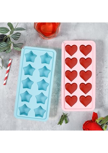2'li Paket Buz Küpü Tepsileri Yumuşak Silikon Buz Kalıpları Yıldız Kalp Şeklinde Buz Küpü Kalıpları , Kokteyl, Bira ve Içecekler Için Kolay Çıkarılabilir Buz Küpü Tepsi (Yurt Dışından) fırsatları