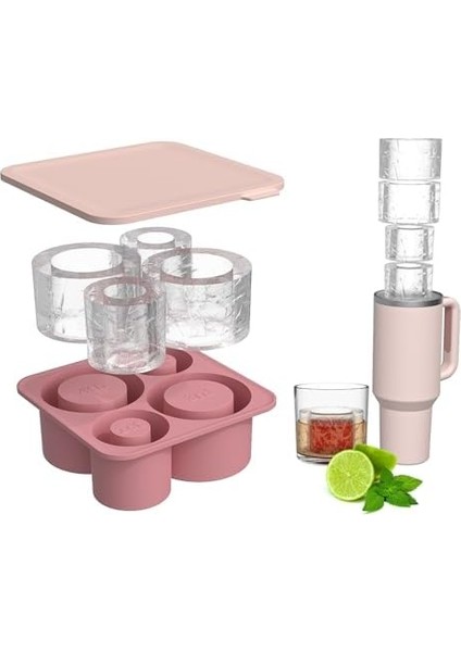 Bardak Için Silikon Buz Kalıbı, Cup Için 4 Bölmeli Buz Kalıbı, Kapaklı Silikon Buz Kalıbı, Bpa Içermez, Buz Küpü Tepsisi, Güvenli Buz Küpü Kalıbı, 30/40 Oz Bardak Iç (Yurt Dışından)