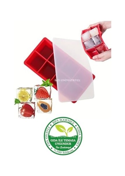 Kapaklı Silikon Buz Kalıbı - Bpa Içermeyen, ve Kokteyller Için Büyük Buz Kalıpları, 2 Inç Büyük Buz Küpleri Yapmak Için Kolayca Çıkarılabilen Silikon Buz Kalıbı, Kırmızı (Yurt Dışından) modelleri
